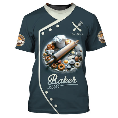 Personalized Baker Custom T-shirt Bakery 3D Shirts