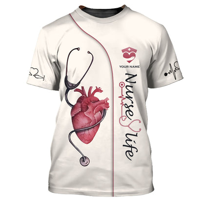 Hoodie Stethoscope With Heart 3D Shirt Beautfull Nurse Tattoo Custom T-Shirts Zipper Hoode