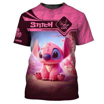 Zipper Hoodie Pink Stitch 3D Shirt Disney Custom T-Shirts