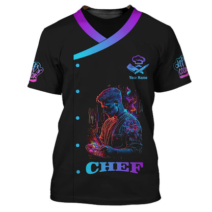 Cooking Chef 3D Shirt Gourmet Dinner With Amazing Food Neon Color Custom T-Shirts