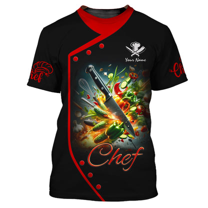 Zipper Hoodie Chef's Knife Cuts Vegetables 3D Shirt Cooking Chef Custom T-Shirts