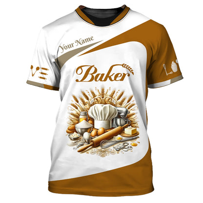 Zipper Hoodie Traditional Baking Tools 3D Shirt Gif For Baker, Bakery Custom T-Shirts