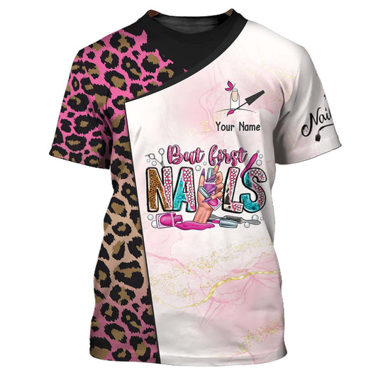 Leopard Nails Art Boutique 3D Shirts Nail Artist Custom T-Shirts