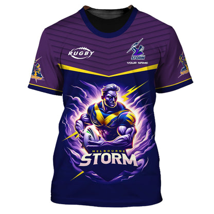 Zipper Hoodie Melbourne Storm 3D Shirt Rugby Custom T-Shirts