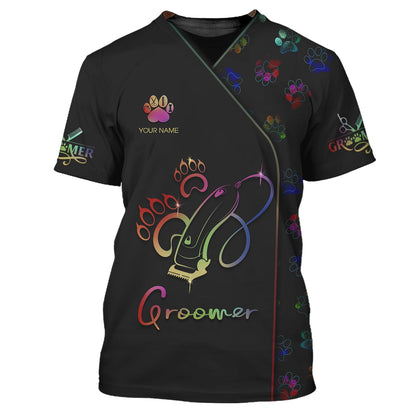 Zipper Hoodie Grooming And Pet Care Rainbow Symbol 3D Shirt Groomer Custom T-Shirts