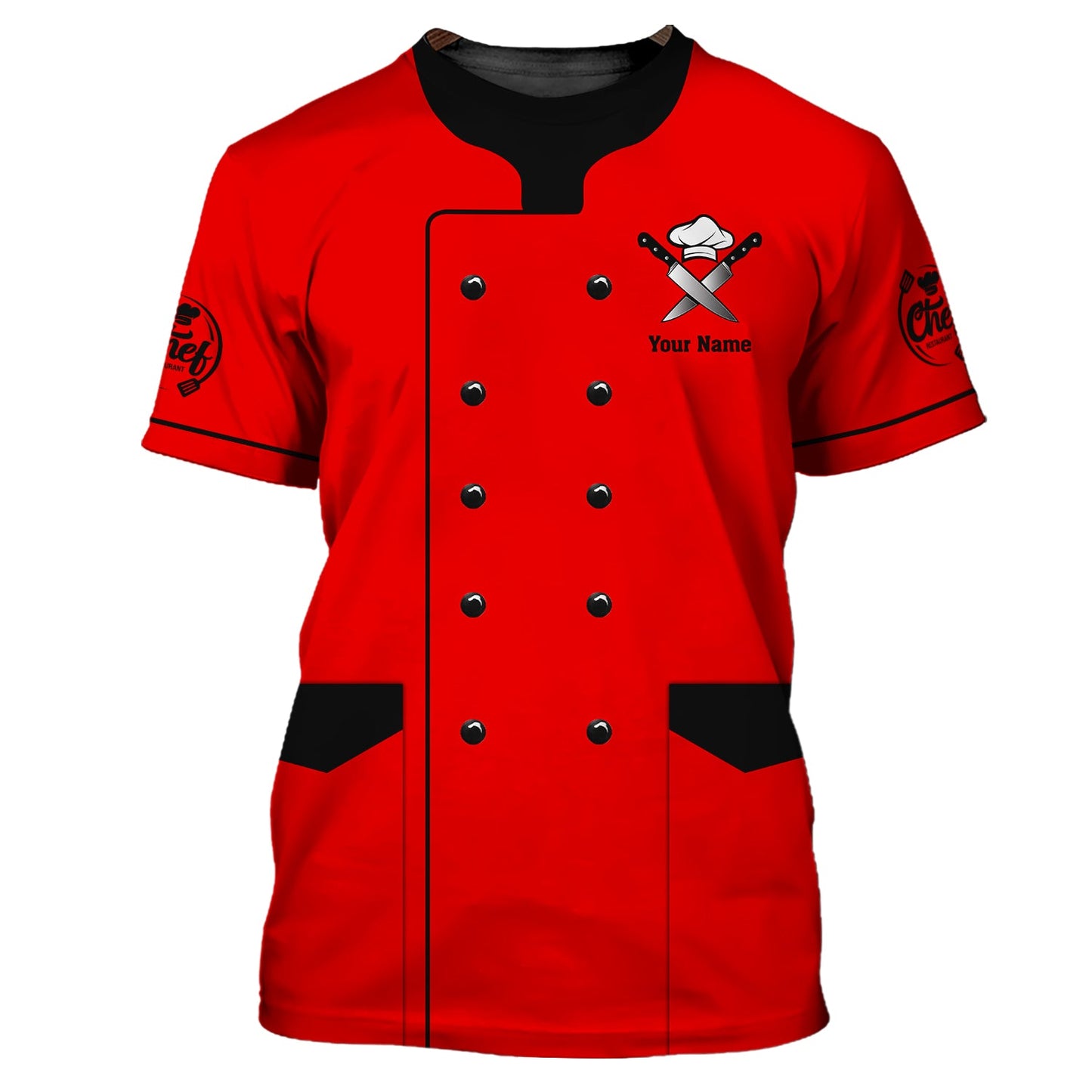 Zipper Hoodie Chef Uniform Custom T-Shirts Red Cooking Chef Custom T-Shirts