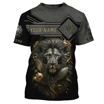 Lion Griesbach Gold And Black Spirit Animal 3D Shirts Lion Custom T-Shirts