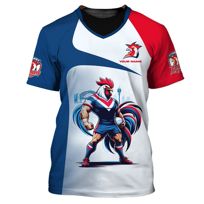 Zipper Hoodie Sydney Roosters 3D Shirt Rugby Custom T-Shirts