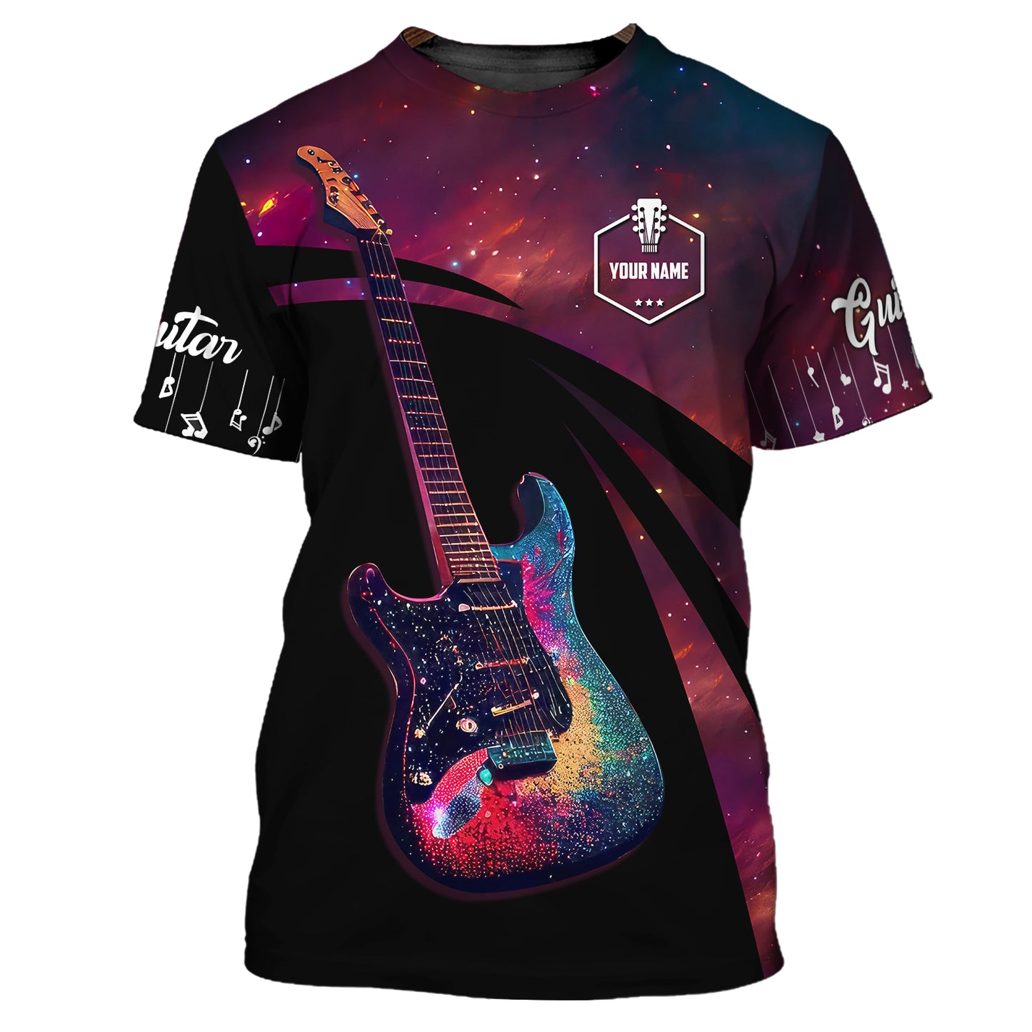 Galaxy Sky With Electric Guitar 3D Shirts Musical Instruments Guitar String Custom T-Shirts