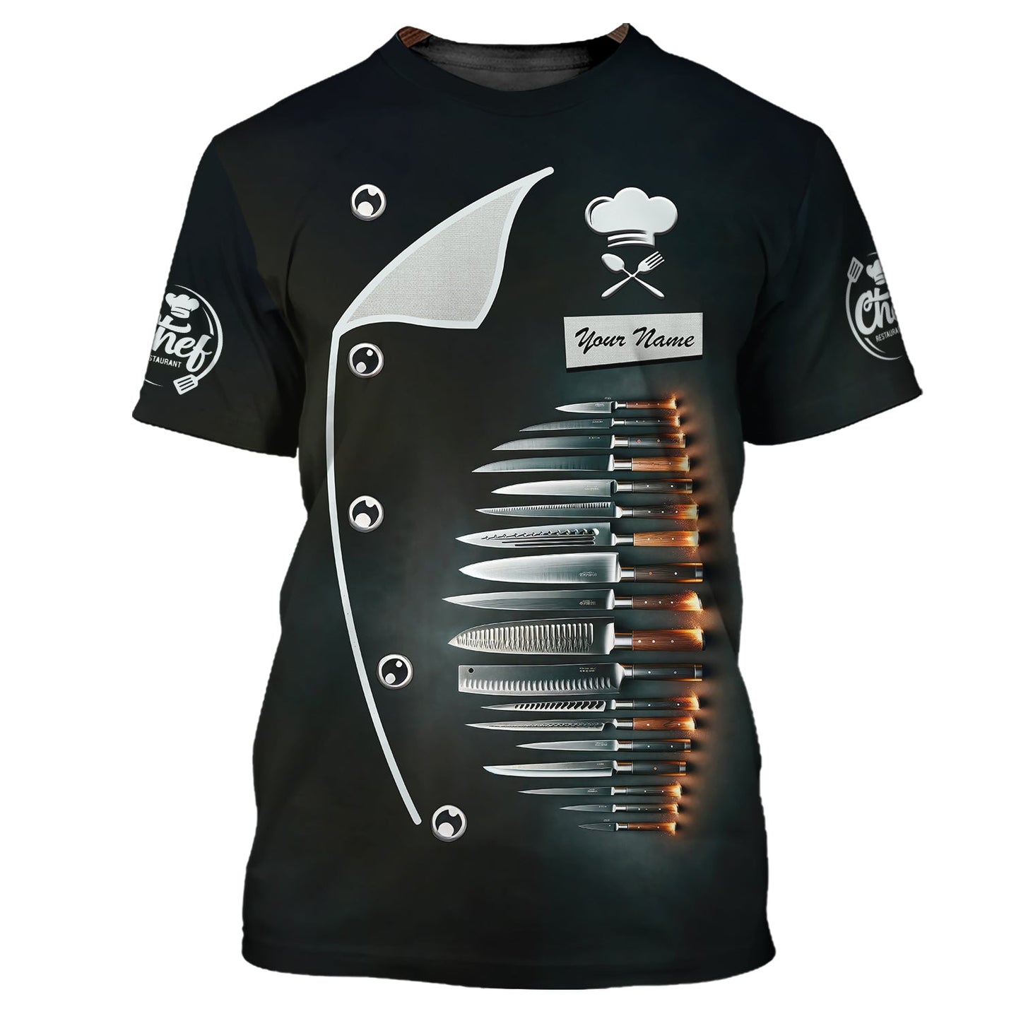 Zipper Hoodie Chef Knife Set 3D Shirt Knives Cooking Chef Custom T-Shirts