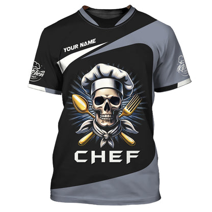 Zipper Hoodie Personalized Custom T-Shirt Skull Chef 3D Shirt Gif For Cooking Chef