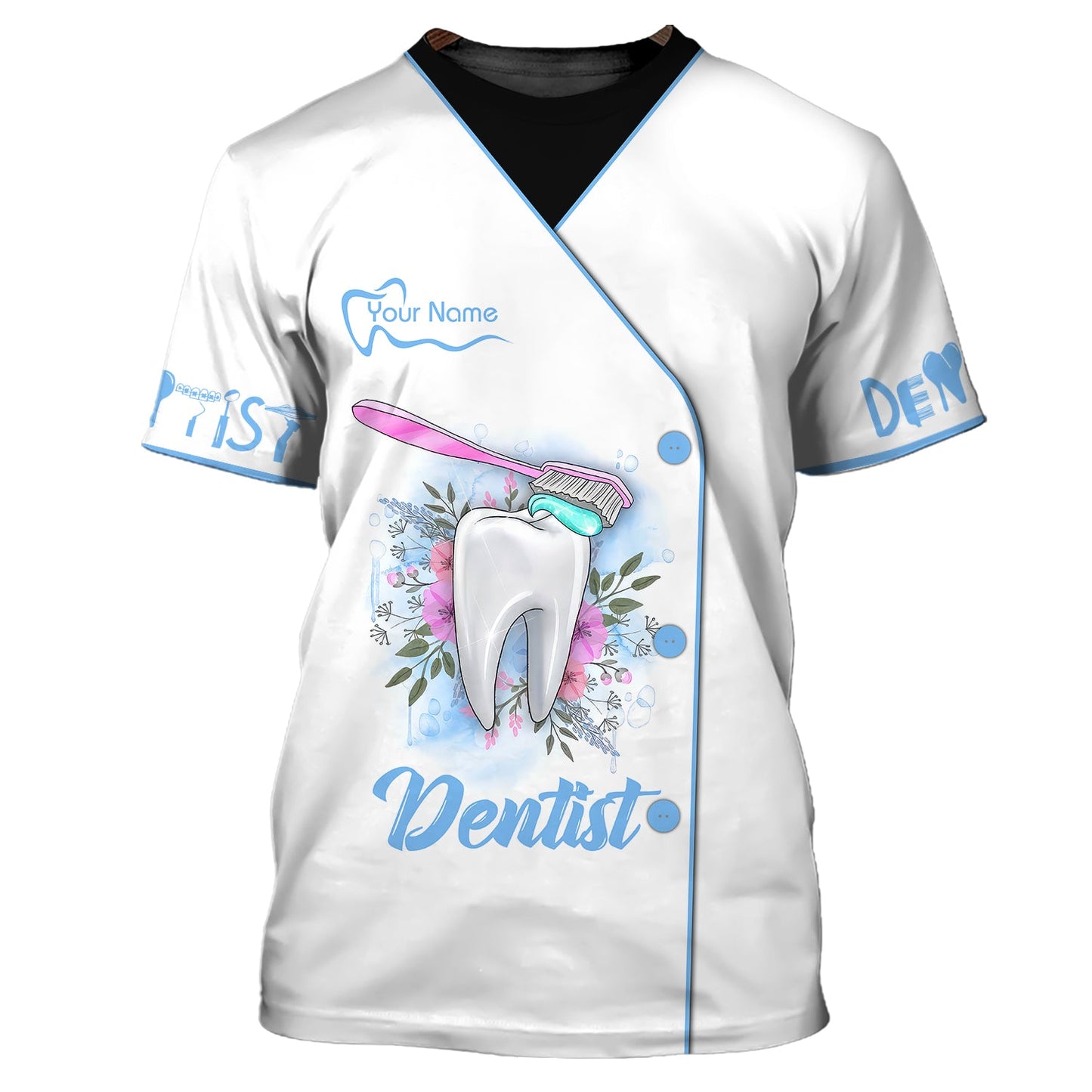 Zipper Hoodie Dental Art Tooth Model With Toothpaste Brush 3D Shirt Dentist Custom T-Shirts