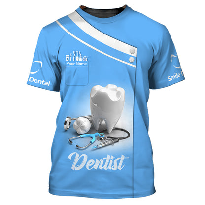 Teeth And Stethoscope 3D Shirt Dental Custom T-Shirt Gif For Dentist