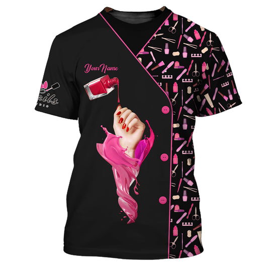 Floating Nail Polish Bottle 3D Shirt Nails Artist Custom T-Shirts