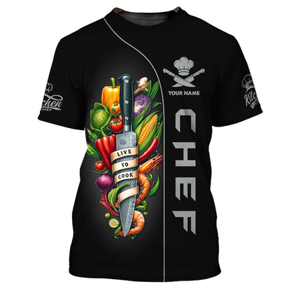 Zipper Hoodie Chef Knife And Vegetables 3D Shirt Knives Cooking Chef Custom T-Shirts