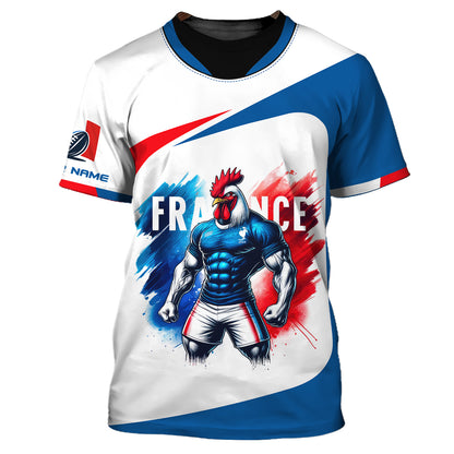 French Rugby League Federation 3D Shirts Rubgy Custom T-Shirts