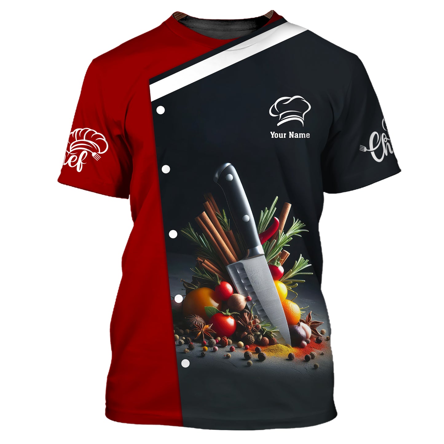 Kitchen Knives 3D Shirts Knife Cooking Chef Custom T-Shirts