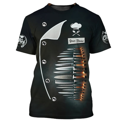 Chef Knife Set 3D Shirt Knives Cooking Chef Custom T-Shirts