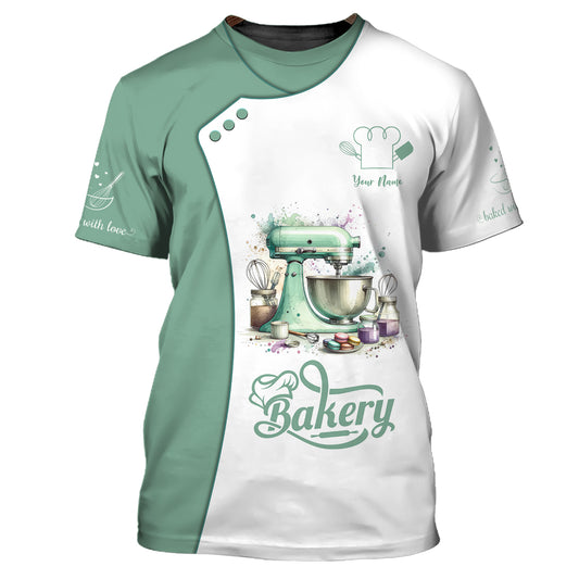 Watercolor Baker Tools 3D Shirts Bakery Custom T-Shirts