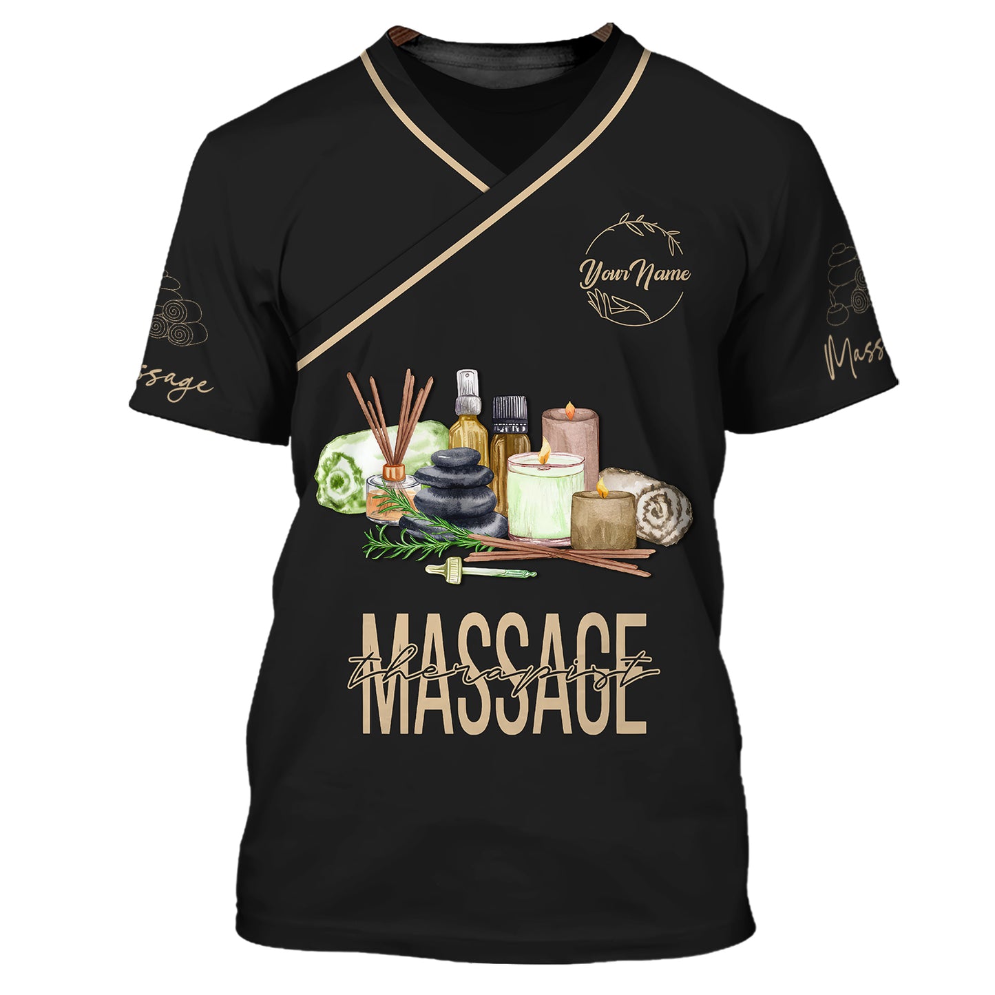 Massage Therapist Custom T-Shirts Watercolor Spa Set 3D Shirt