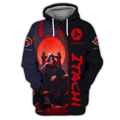 Zipper Hoodie Uchiha Itachi 3D Shirt Naruto Custom T-Shirts