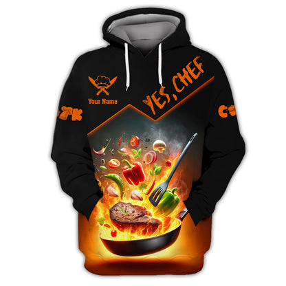 ZIpper Hoodie Personalized Custom T-Shirts Chef, Gif For Chef, Pan Of Chef 3D Shirts