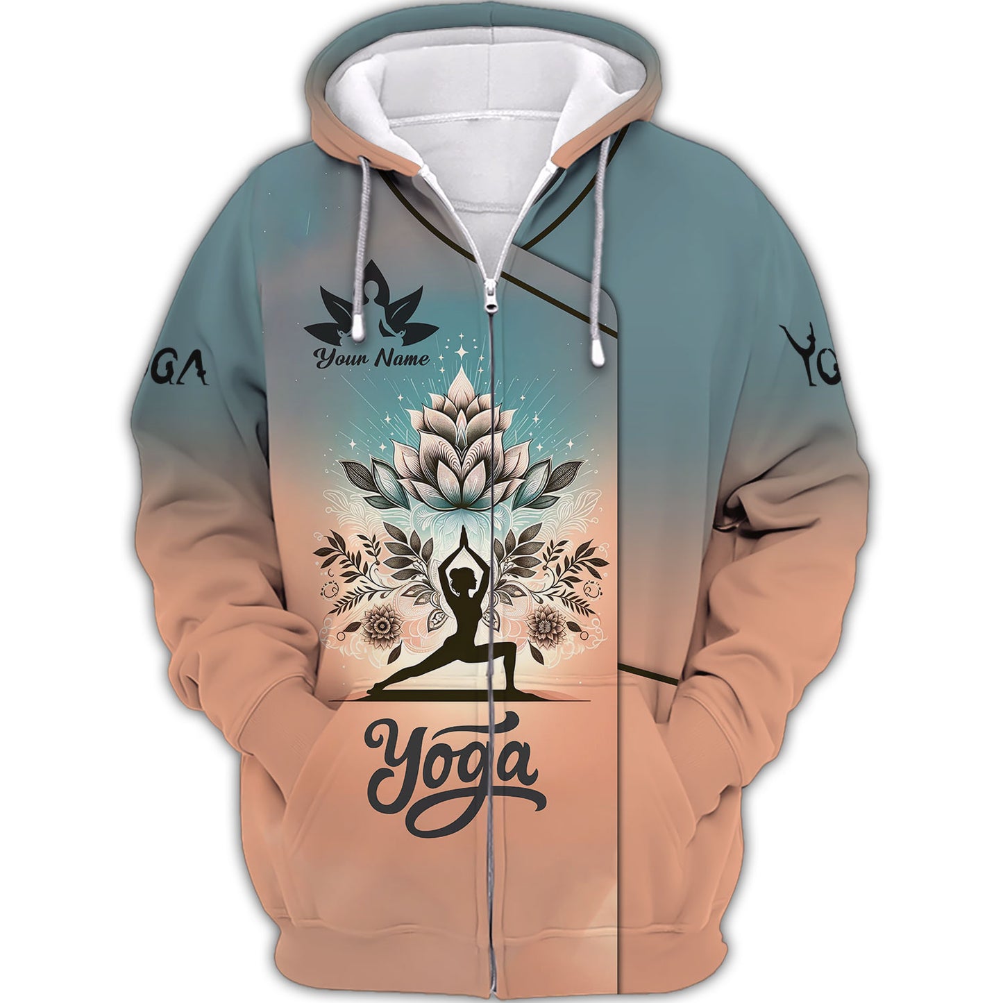 Yoga With Lotus Motifs 3D Shirt Psychic Enlightenment Custom T-Shirts