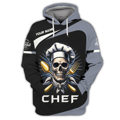 Personalized Custom T-Shirt Skull Chef 3D Shirt Gif For Cooking Chef