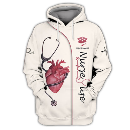 Stethoscope With Heart 3D Shirt Beautfull Nurse Tattoo Custom T-Shirts