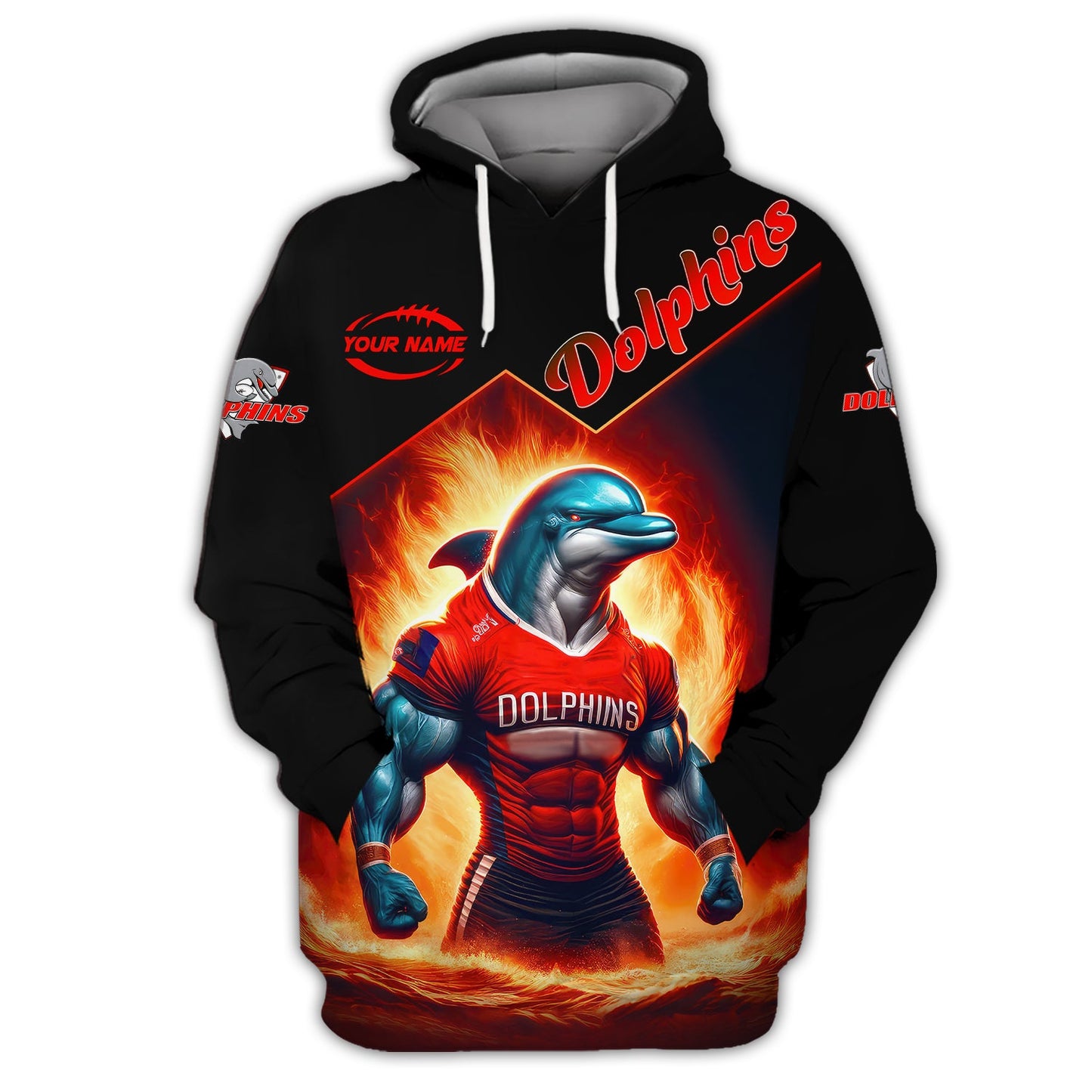 Zipper Hoodie Rugby Lover Custom T-Shirts The Dolphins 3D Shirt