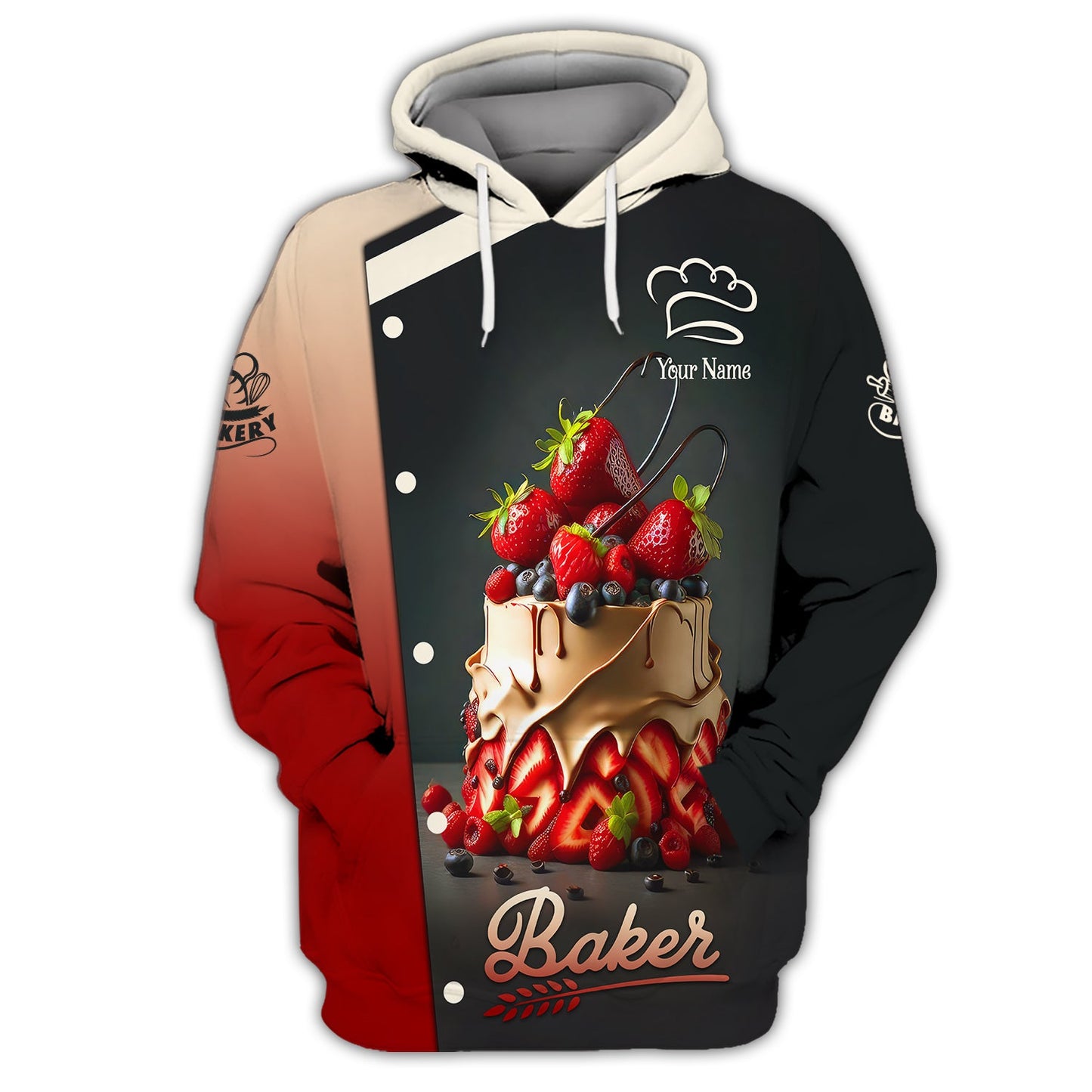 Zipper Hoodie Bakery Custom T-Shirts Sweet Cake 3D Shirt Gif For Baker