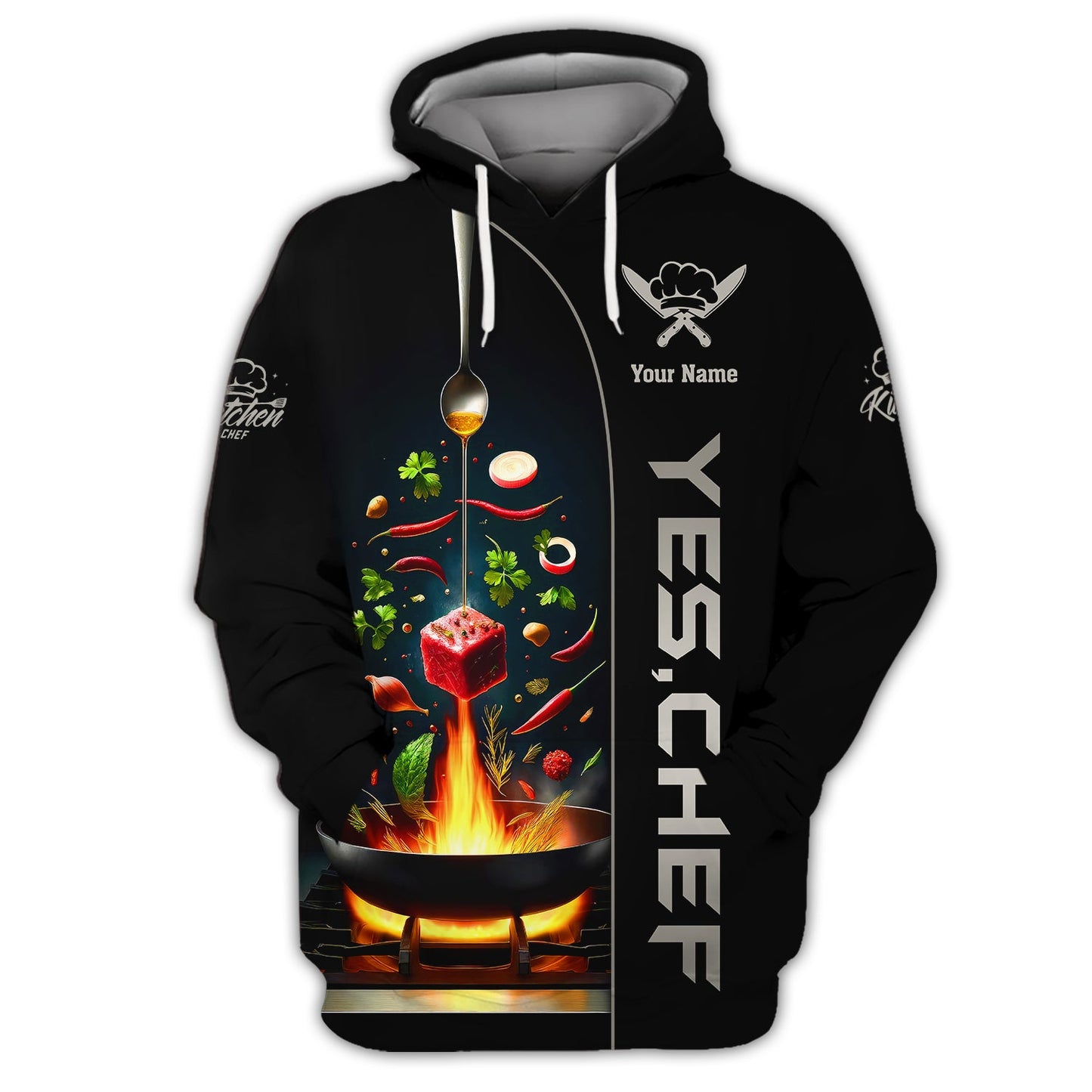 Zipper Hoodie Unisex Custom T-Shirts Chef Cooking 3D Shirt Gif For Chef