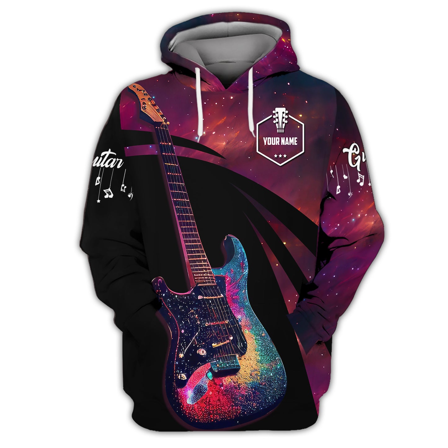 Galaxy Sky With Electric Guitar 3D Shirts Musical Instruments Guitar String Custom T-Shirts