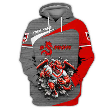 Zipper Hoodie Rugby Custom T-Shirts  St George's Dragon 3D Shirts