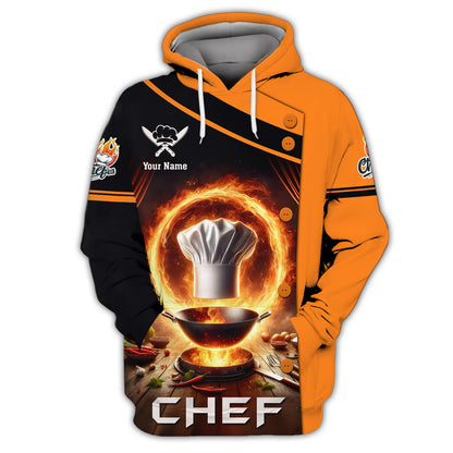 Chef Pan On Fire 3D Shirt Cooking Chef Custom T-Shirts Gif For Chef