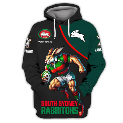 Zipper Hoodie Rugby 3D Shirt South Sydney Rabbitohs Custom T-Shirts