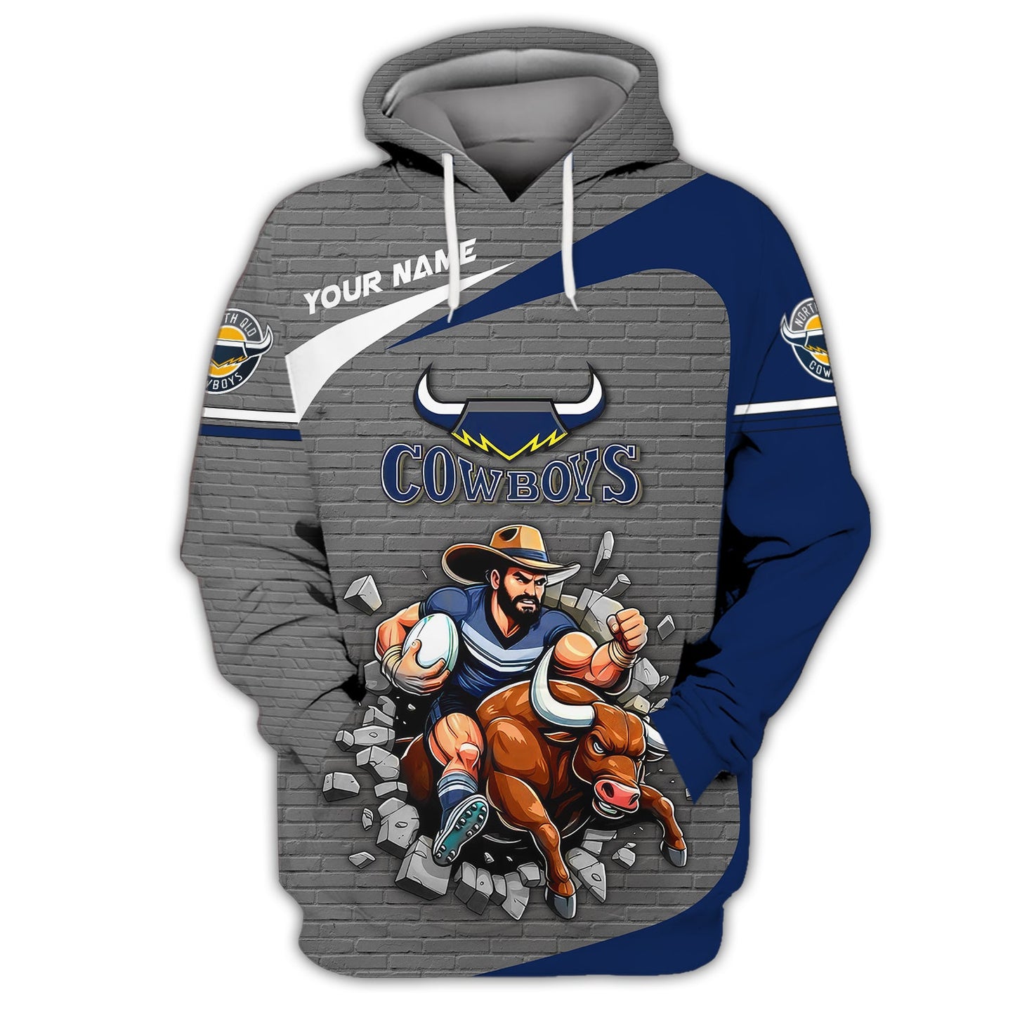 Zipper Hoodie Rugby Lover Custom T-Shirts North Queensland  Cowboys 3D Shirts