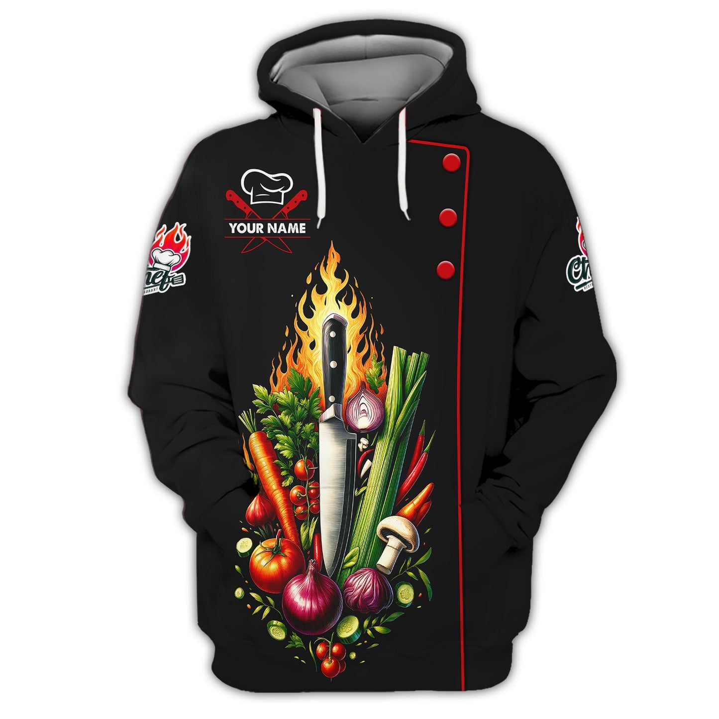 Zipper Hoodie Chef Unisex Custom T-Shirs Chef Cooking Food 3D Shirt