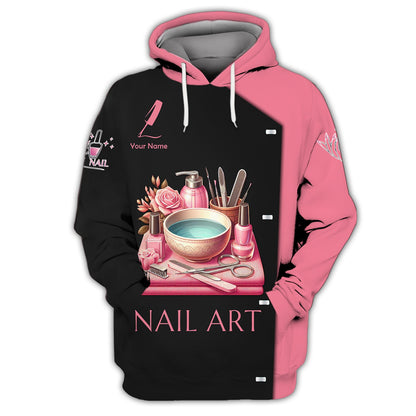 Zipper Hoodie Rose Colored Nail Art Tools 3D Shirts Nails Artist Custom T-Shirts