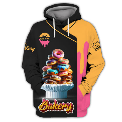 Bakery Sweet Cake Custom T-Shirts Gif For Baker Colorful Delicious Donuts 3D Shirt