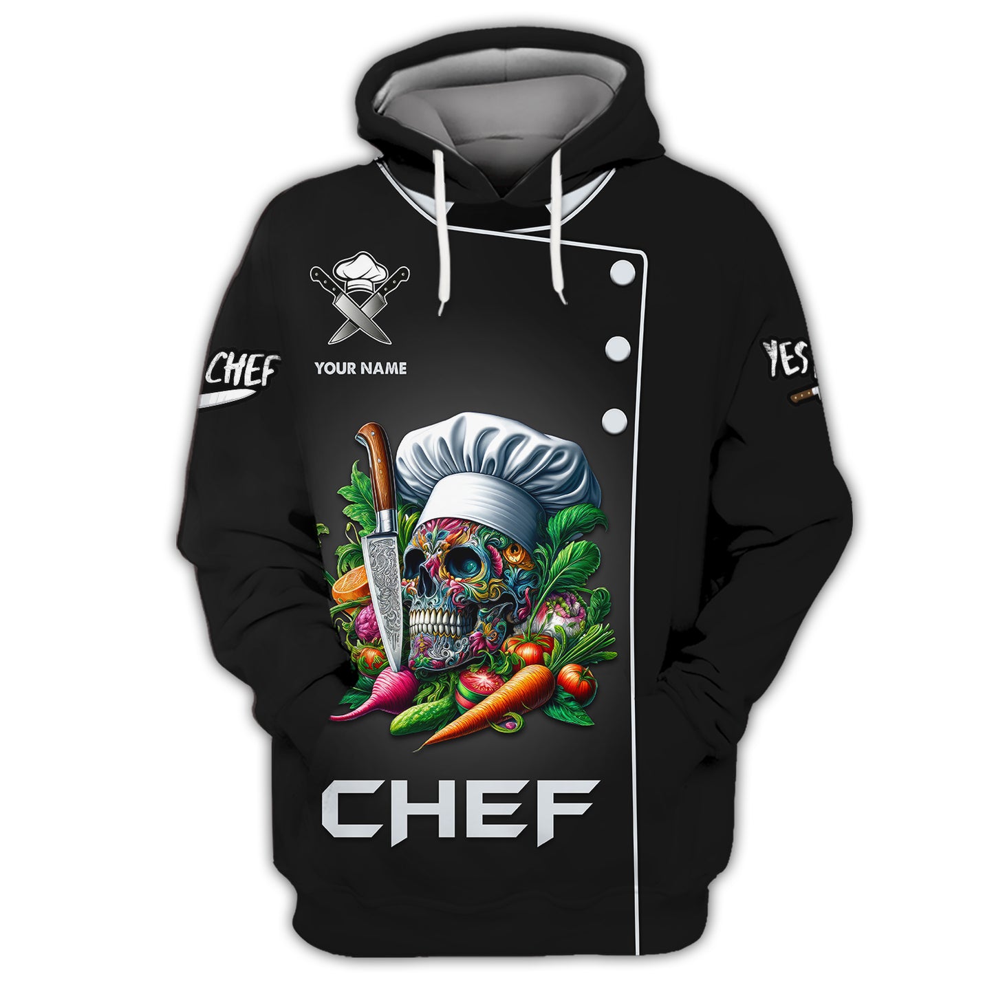 Chef Cooking 3D Shirt Skull Chef Kitchen Custom T-Shirts Gif For Chef