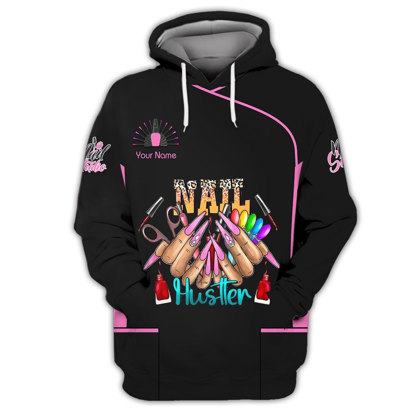 Zipper Hoodie Personalized Colorful Nails 3D Shirt Nail Artist Custom T-Shirts