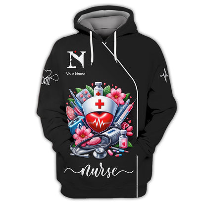 Zipper Hoodie Medical Kit With Heart 3D Shirt Nurse Life Custom T-Shirts Gif For Nusre