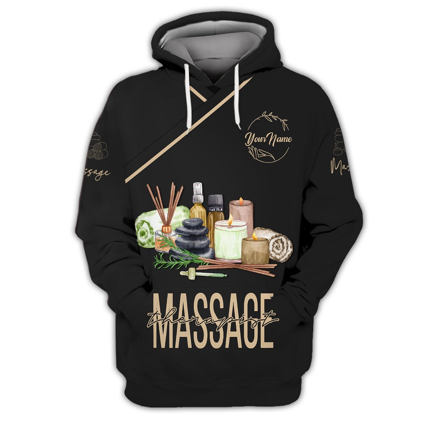 Massage Therapist Custom T-Shirts, Zipper Hoodie, Watercolor Spa Set 3D Shirt, Hoodie