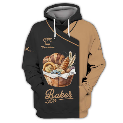 Bread Basket 3D Shirt Bakery Custom T-Shirt Gif For Baker Zipper Hoodie