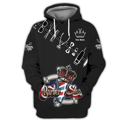 Zipper Hoodie Professional Hair Cutting Tools 3D Shirt Barber Custom T-Shirts