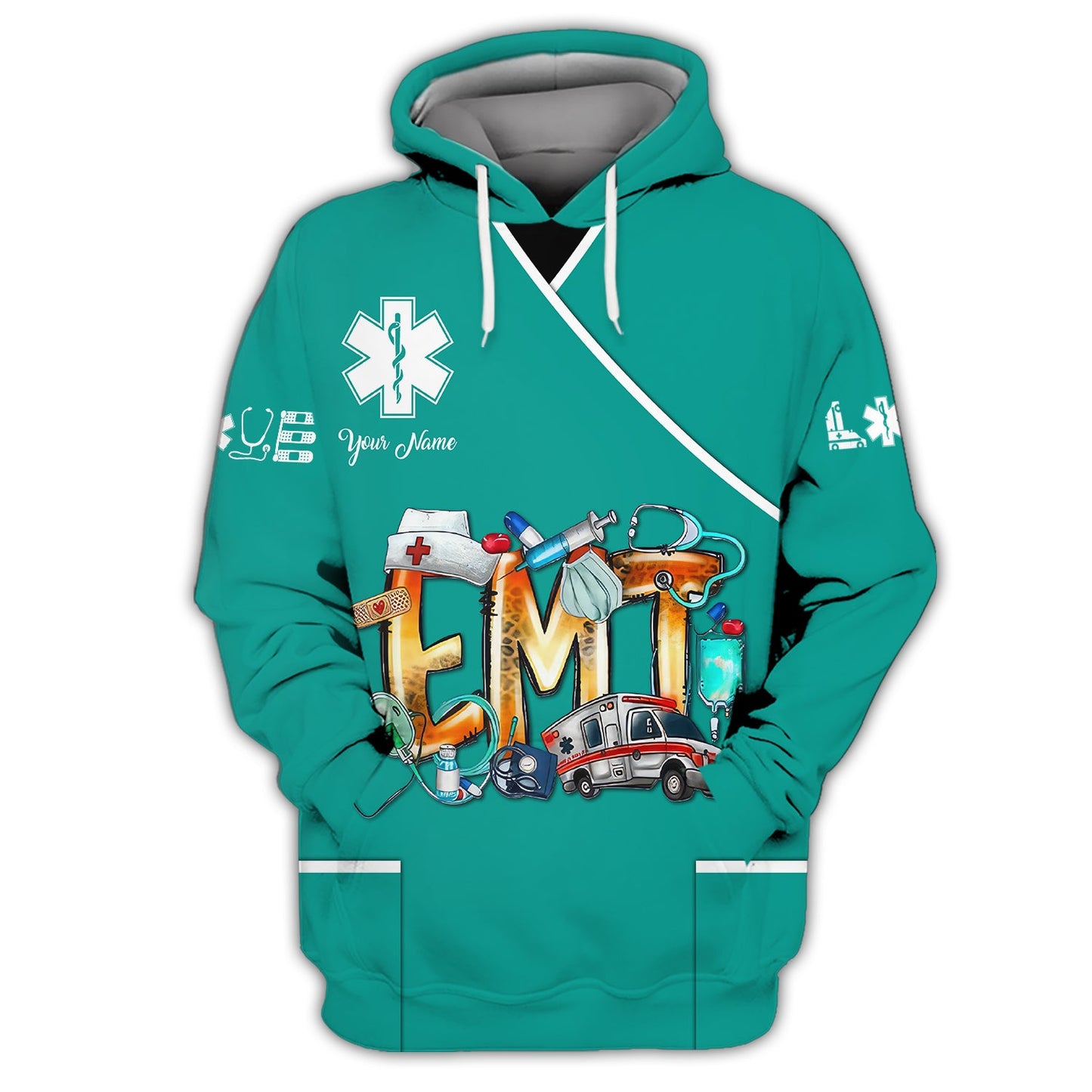 Zipper Hoodie Medical First Aid Equipment 3D Shirt EMT Lover Custom T-Shirts