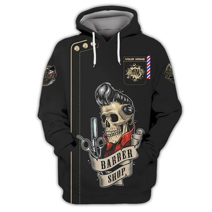 Zipper Hoodie Old School Style Barber 3D Shirt Barbershop Custom T-Shirts