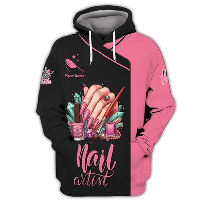 Zipper Hoodie Nails Fancy For Uptown Girl 3D Shirt Nail Aritist Custom T-Shirts