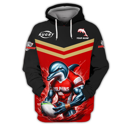 Zipper Hoodie The Dolphins 3D Shirt Rugby Custom T-Shirts